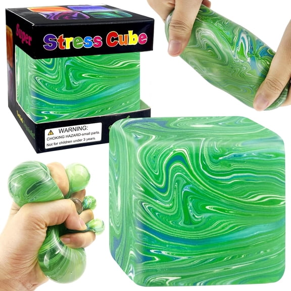 Fidget Toys Stress Cube: High Density Gel Filled Sensory Toys, Cube, Anxiety Relief Squishy Fidget Toys, Stress Balls, Fidgets for Classroom, Green