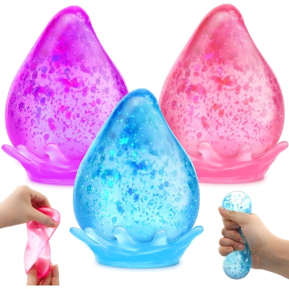 Fidget Toys Stress Drop for All Ages: 3 Pack Cube Squishies Anxiety Stress Relief, Ice Squishy Drop Malt Sugar Balls, Soft Sensory Calming Toys, Teens and Adults Party Favors