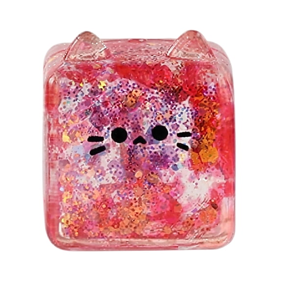 Fidget ToysforAnxiety Cube Style, Jumbo Squishy Kitty Design, Stress Relief Items Fidget, 1 Pc Sparkly Pink Red Finish