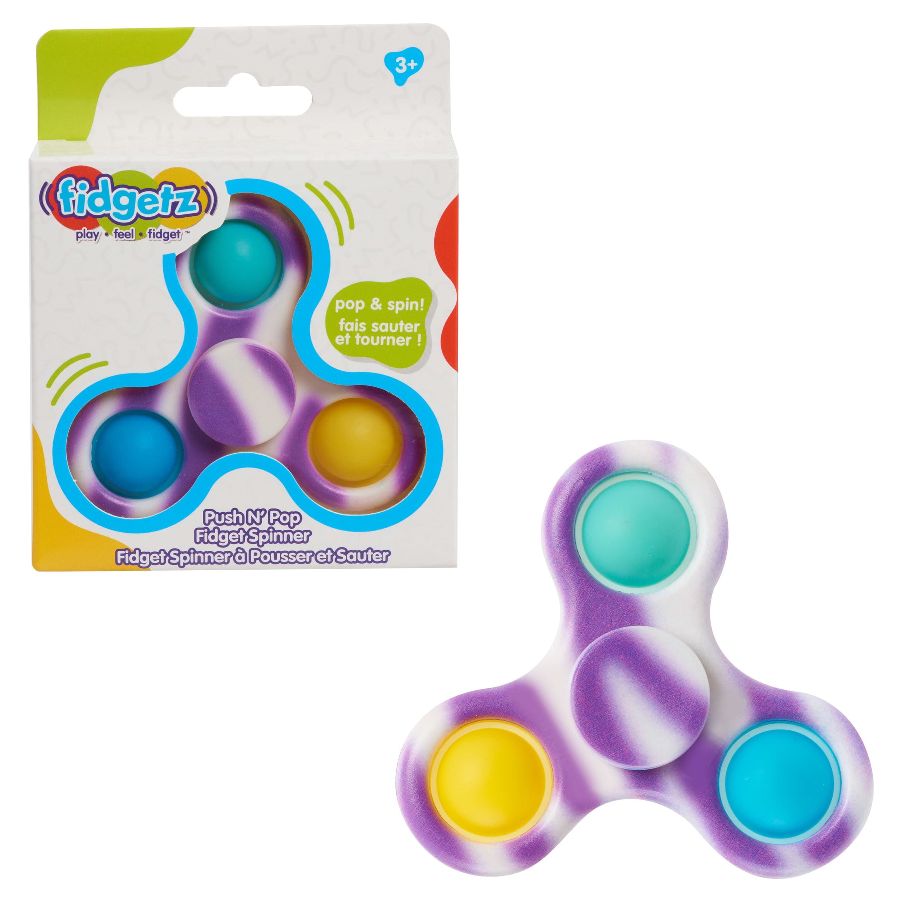 Fidgetz Pop Spinner Fidget Toys, Button Sensory Toys for Kids and Adults,  Anxiety and Stress Relief Toys, Fidget Spinner, Kids Toys for Ages 3 Up