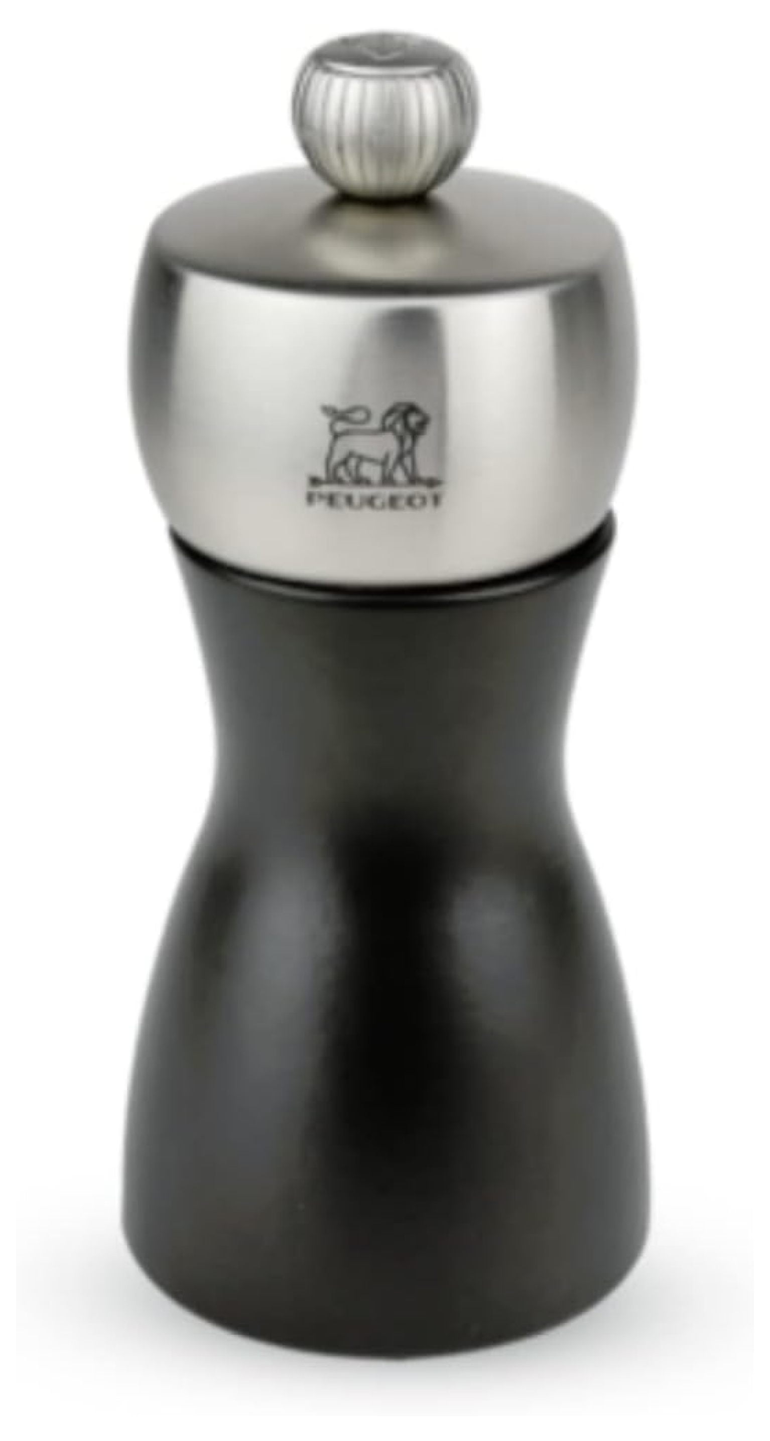 - Fidji Manual Pepper Mill - Adjustable Grinder - Beechwood and Stainless Steel, Matte Black, 5 Inch