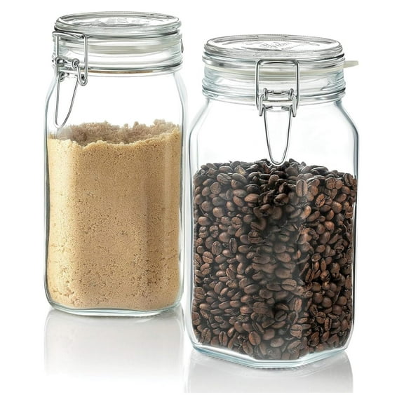 Fido Clear Glass Jar with 85 mm Gasket, 1.5 Liter (Pack of 2)