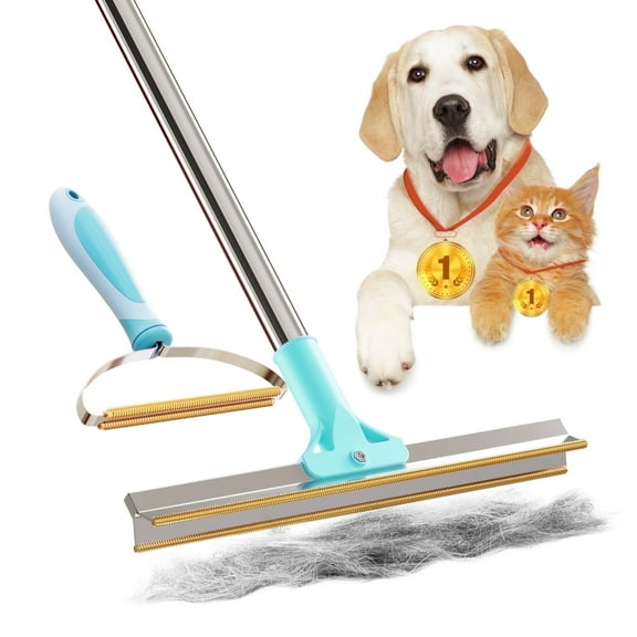 Fido Fave Xtra Max Pet Hair Remover Kit - Cleaning Tool for Pet Hair Removal, Blue, 2-Pack Carpet Rake Scraper