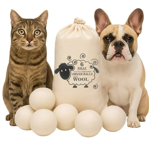 Fido Fave Handy Laundry Wool Dryer Balls - Natural & Reusable Fabric Softener Reduces Wrinkles, Saves Drying Time, and Is a Better Alternative to Plastic Balls or Liquid Softeners (Pack of 6)