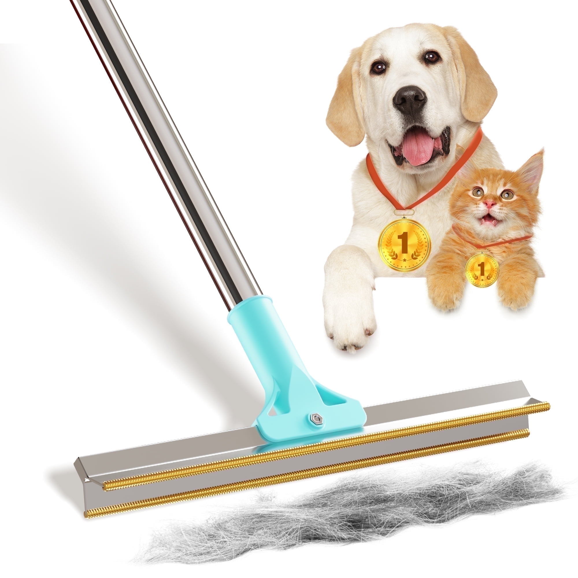 Fido Fave Xtra Pet Hair Removal Broom with 51in Handle,Reusable Carpet Scraper for Dog Cat Hair,Great for Pet Hair Remover,Carpet Cleaning Tool