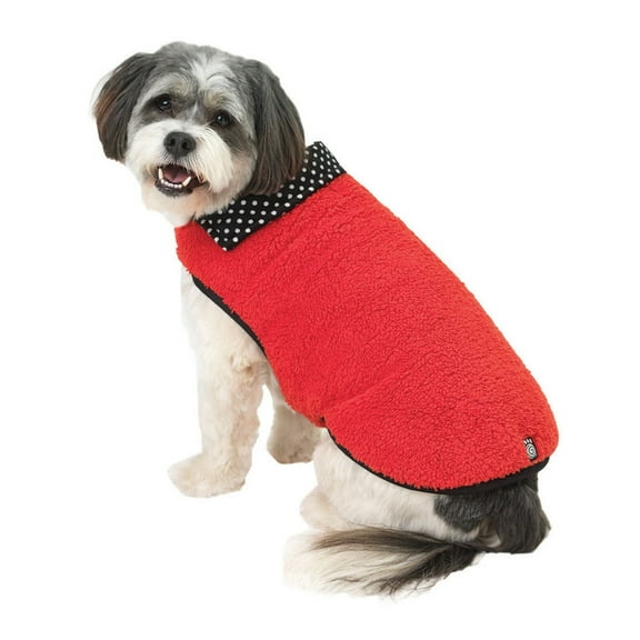 Fido's Fuzzy Fleece Red Dog Vest - X-Small