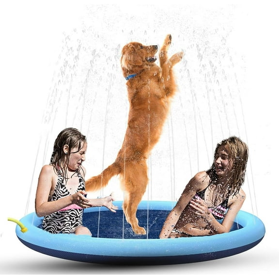 Fidofaves Splash Pad for Dogs, 40/60/68 in Foldable Splash Pad, Umbrella Inflatable Pool with Waterfall Shower, Summer Sprinkler Toy for Baby Toddler Boys Girls Pet (40in)