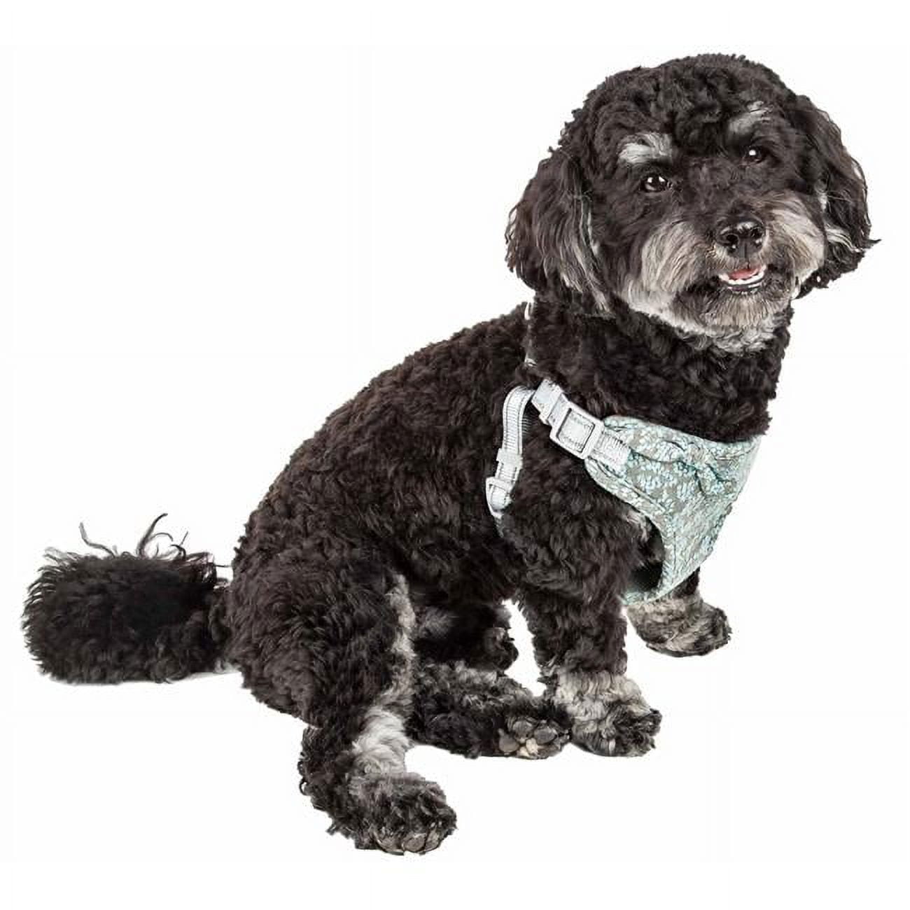 Fidomite Mesh Reversible & Breathable Adjustable Dog Harness with Designer Bowtie, Blue & Grey - Extra Small