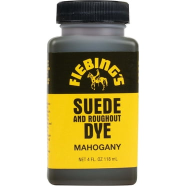 Fiebing's Mahogany Suede Dye (4 oz) - Recolor, Brighten & Restore Suede & Roughout Leather Shoes, Furniture, Purse - Includes Wool Dauber for Easy Application - Flexible When Dry, Won't Crack or Peel
