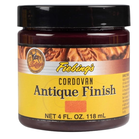 Fiebing's Antique Finish (4 oz) - Two-Toned Effect Emphasizes Leathercraft Embossing - Antiquing & Restoration Paste for Contrasted Accent Finish on Leather Boot, Shoe, Purse, Belt (Cordovan)
