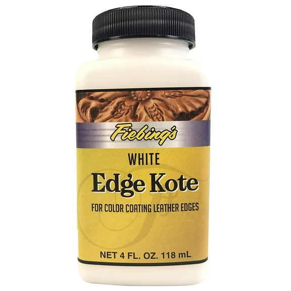 Fiebing's Edge Kote (4oz, White) - Leather Edge Paint for Shoes, Furniture, Purses, Couches, Belts - Flexible, Water Resistant, Semi Gloss Color Coating Leather Dye to Protect Natural Edges