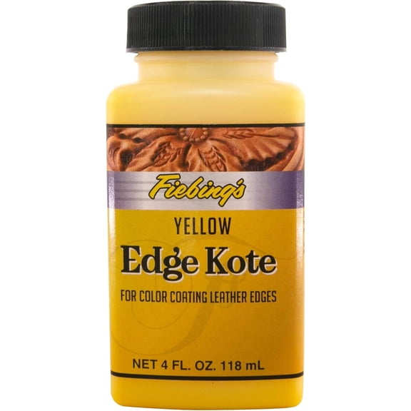 Fiebings Edge Kote (4 floz Yellow)  Leather Edge Finish   Professional Edge Paint for Sealing, Coloring, Burnishing & Protecting Leather Edges on Wallets, Bags, Shoes, Belts & Holsters