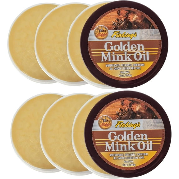 Fiebing's Golden Mink Oil for Leather Boots (6 Pack, 6 oz Each) - Leather Cleaner & Conditioner - Weatherproof, Preserve, Soften All Smooth Leathercraft & Vinyl - Prevents Salt Stains On Couch, Purse