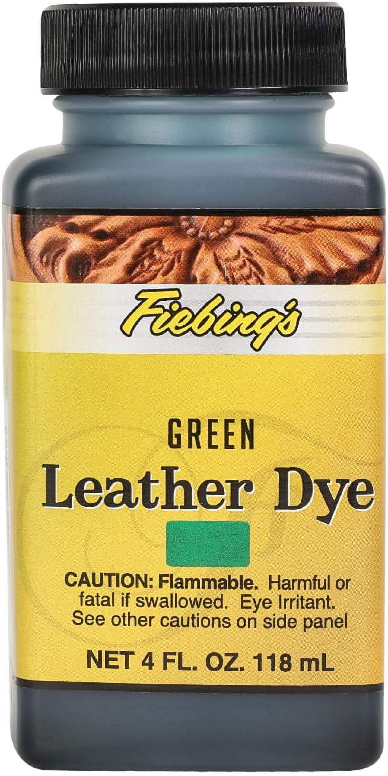 Fiebing's Leather Dye (4 Fl Oz, Green) - Alcohol-Based, Penetrating, Permanent Dye for Shoes, Boots, Belts, Bags, Furniture - Includes Wool Dauber Applicator - Recolor & Restore Leathercraft