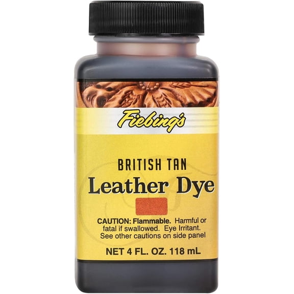 Fiebing's Leather Dye (4oz British Tan) - Leather Dye for Natural Leather - Water-Based, Non-Flammable Formula - Permanent & Penetrating Color for Shoes, Boots, Furniture - Safe for Institution Use