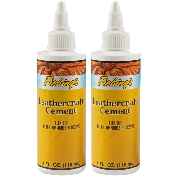 Fiebing's Leathercraft Cement - Leather Glue Adhesive (2 Pack, 4 oz Each) - Quick Drying, High Strength, Flexible, Non-Toxic, Permanent Bonding Leather Repair for Jackets, Shoes, Furniture, Purses