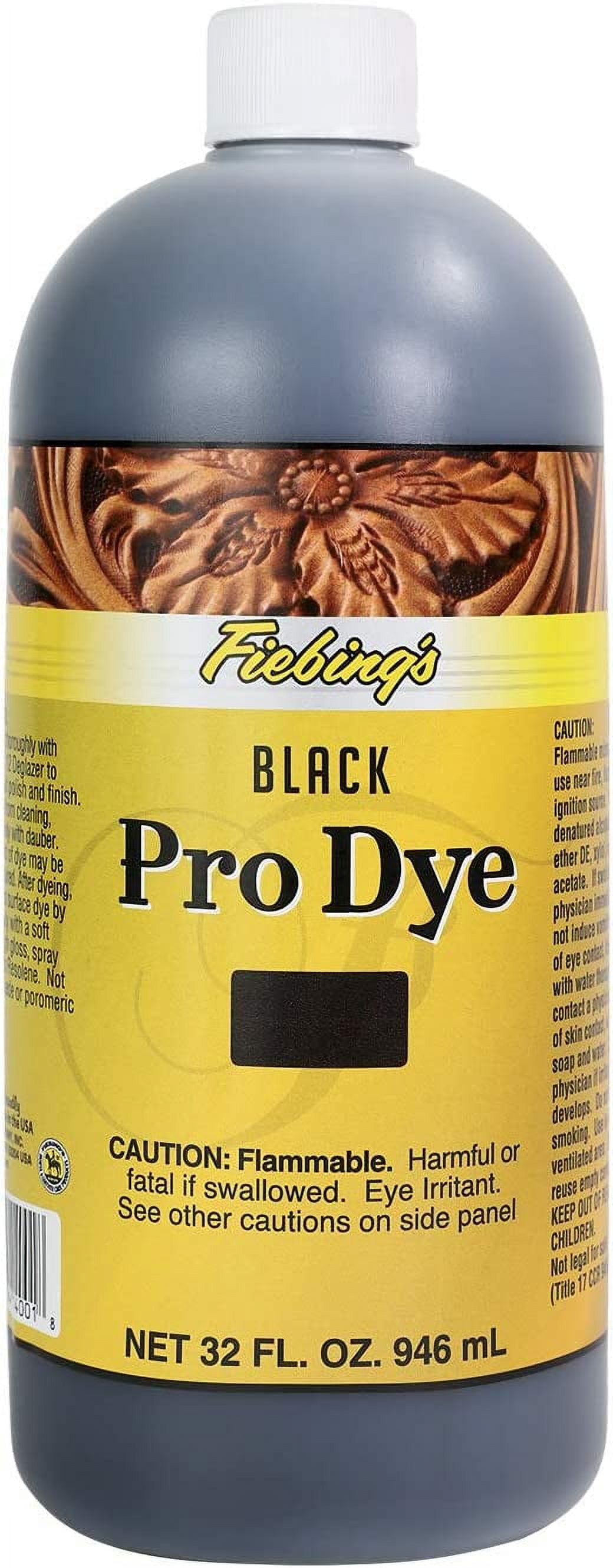 Fiebing's Pro Dye Black 32oz Professional Oil Dye for Leather
