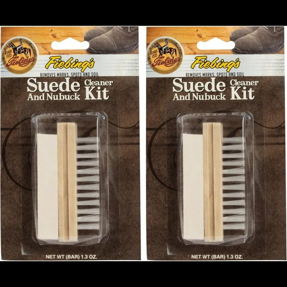 Fiebing's Suede Shoe Cleaner Kit (2 Pack) - Includes Nylon Bristle Brush & Dry Cleaning Bar for Suede & Nubuck - Color Safe Stain Eraser Restore Nap Finishes on Suede Shoes, Boots, Jackets, Couch