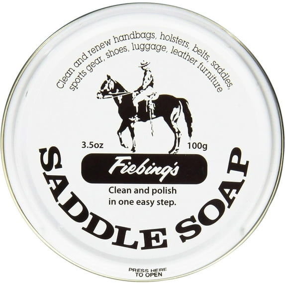 Fiebing's White Saddle Soap for Leather (3.5 oz Tin) - Leather Cleaner & Conditioner to Soften & Protect Leathercraft, Car Seat, Couch, Shoe & Saddles