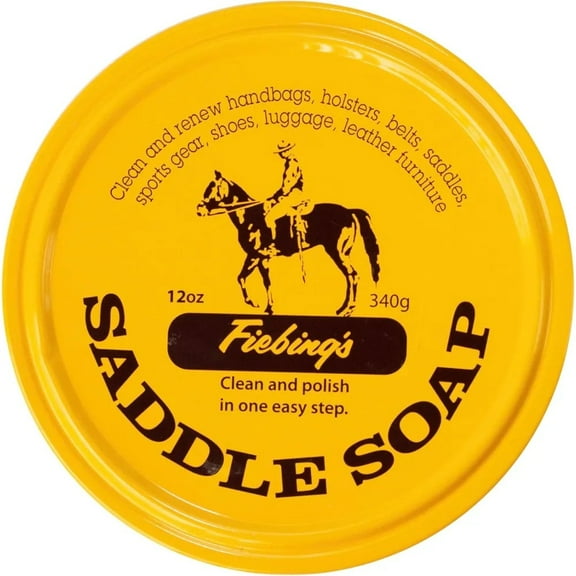 Fiebing's Yellow Saddle Soap for Leather (12 oz Tin) - Leather Cleaner & Conditioner to Soften, Protect & Restore Leathercraft - Leather Soap for Car Seat, Couch, Shoe, Purse, Boot, Bag, & Saddles