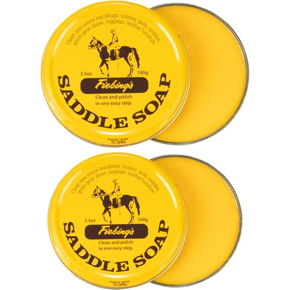 Fiebing's Yellow Saddle Soap for Leather (2 Pack, 3.5 oz Each) - Leather Cleaner & Conditioner to Soften, Protect & Restore Leathercraft - Leather Soap for Car Seat, Couch, Shoe, Purse, Boot, Bag
