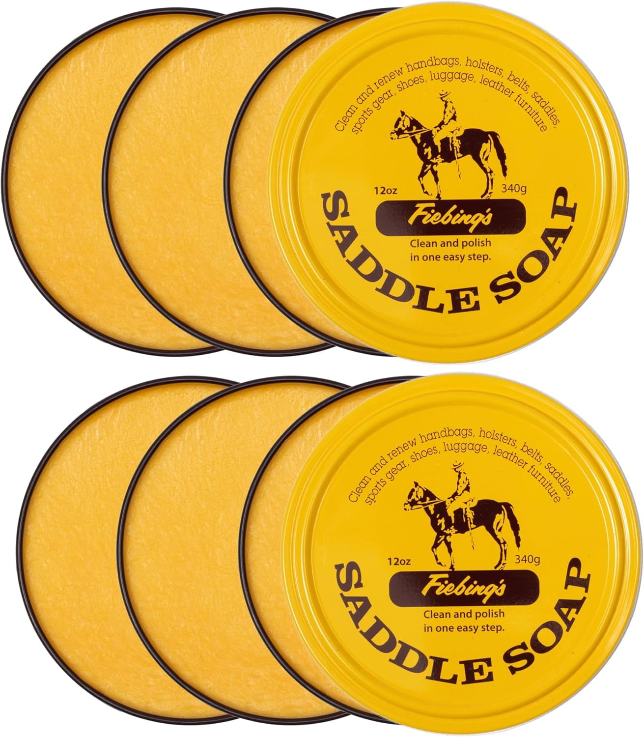 Fiebing's Yellow Saddle Soap for Leather (6 Pack, 12 oz Each) - Leather ...