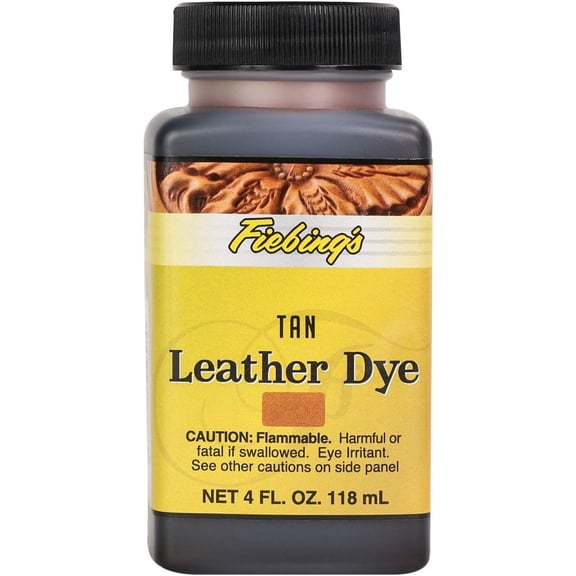 Fiebing's Leather Dye (4oz Tan) - Leather Dye for Natural Leather - Water-Based, Non-Flammable Formula - Permanent & Penetrating Color for Shoes, Boots, Furniture - Safe for Institution Use