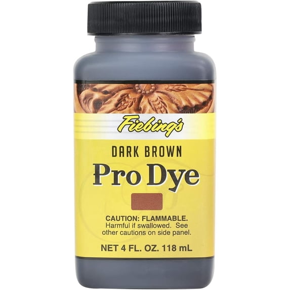 Fiebing's Pro Dye Leather Dye (4 Fl Oz Dark Brown) - Alcohol-Based, Penetrating, Permanent Dye for Shoes, Belts, Furniture - Vivid Color, Superior Color Fastness