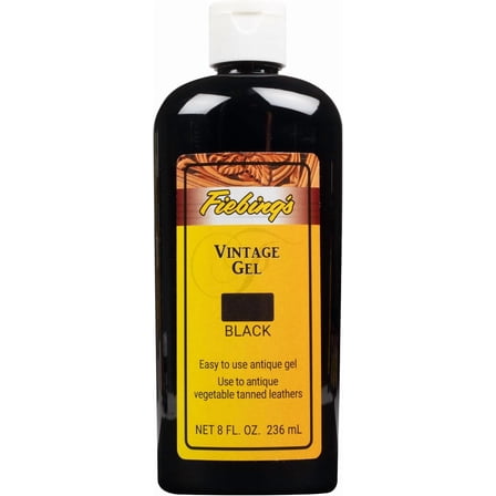 Fiebing's Vintage Gel (8 oz, Black) - Antiquing & Restoration Gel for Contrasted Accent Finish on Smooth & Tooled Leather Boot, Shoe, Purse, Belt - Two-Toned Effect Emphasizes Leathercraft Embossing