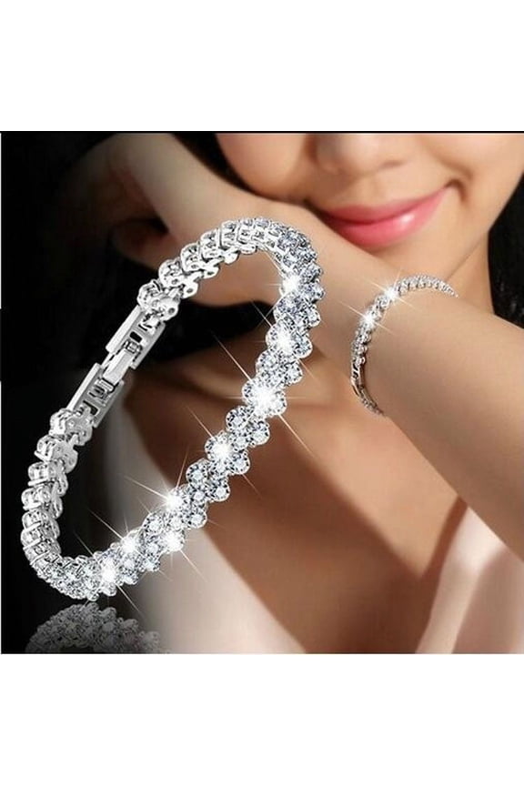 Crystal Diamond Bracelet in Sterling Silver