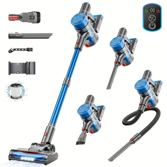 Fieety Cordless Stick Vacuum - 45KPa Suction, 45-Min Runtime, HEPA Filter - Lightweight for Pet Hair, Carpets & Hard Floors