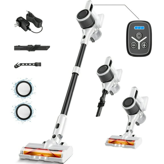 Fieety Cordless Stick Vacuum - 45KPa Suction, 45-Min Runtime, HEPA Filter - Lightweight for Pet Hair, Carpets & Hard Floors