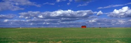 Field And Barn Saskatchewan Canada Canvas Art - Panoramic Images (36 x 12)