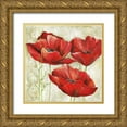 thumbnail image 1 of Field, Anna 15x15 Gold Ornate Wood Framed with Double Matting Museum Art Print Titled - THREE RED POPPIES I, 1 of 4