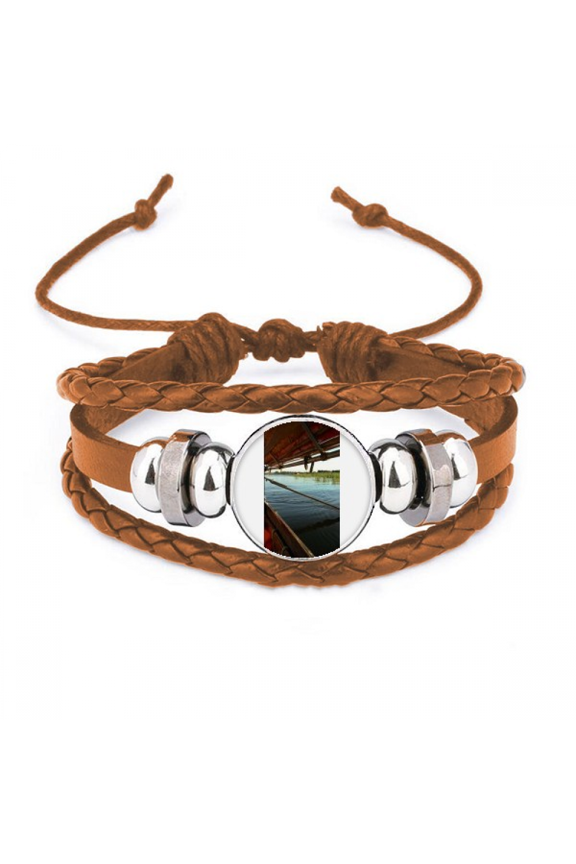Field Art Deco Fashion Bracelet Wristband Leather Jewelry Ornament