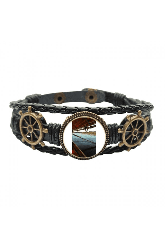 Field Art Deco Fashion Leather Braided Ocean Bracelet Wristband