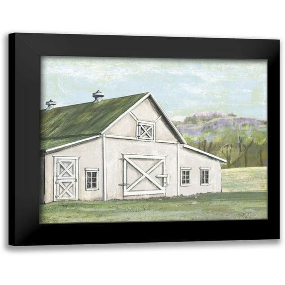 Field Barn in Spring 24x20 Black Modern Framed Museum Art Print Titled - Art Licensing Studio