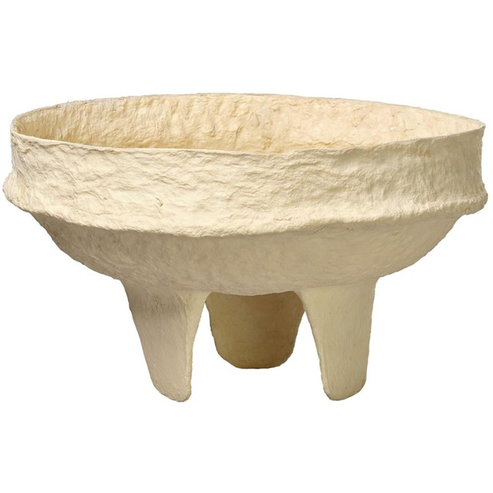 Cream Cotton Mache Decorative Bowl with Sculptural Design