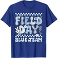 thumbnail image 1 of Field Day Blue Team Groovy Smile Face Checkered Students T-Shirt Unisex S-5XL Hot Trending Shirt, Vintage Birthday Gift, 1 of 2