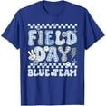 thumbnail image 1 of Field Day Blue Team Groovy Smile Face Checkered Students T-Shirt, 1 of 3