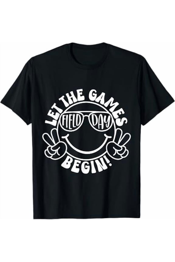 Field Day Let The Games Begin Groovy Happy Face Student T-Shirt Unisex S-5XL Hot Trending Shirt Birthday Gift