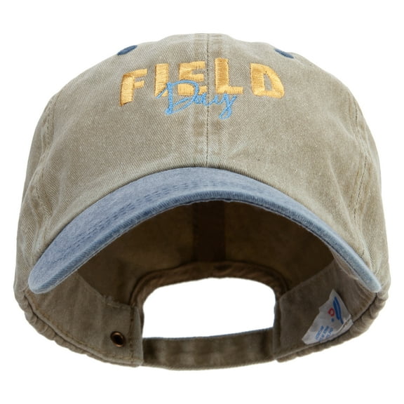 Field Day Logo Embroidered Pigment Dyed Wash Cap - Khaki Navy OSFM