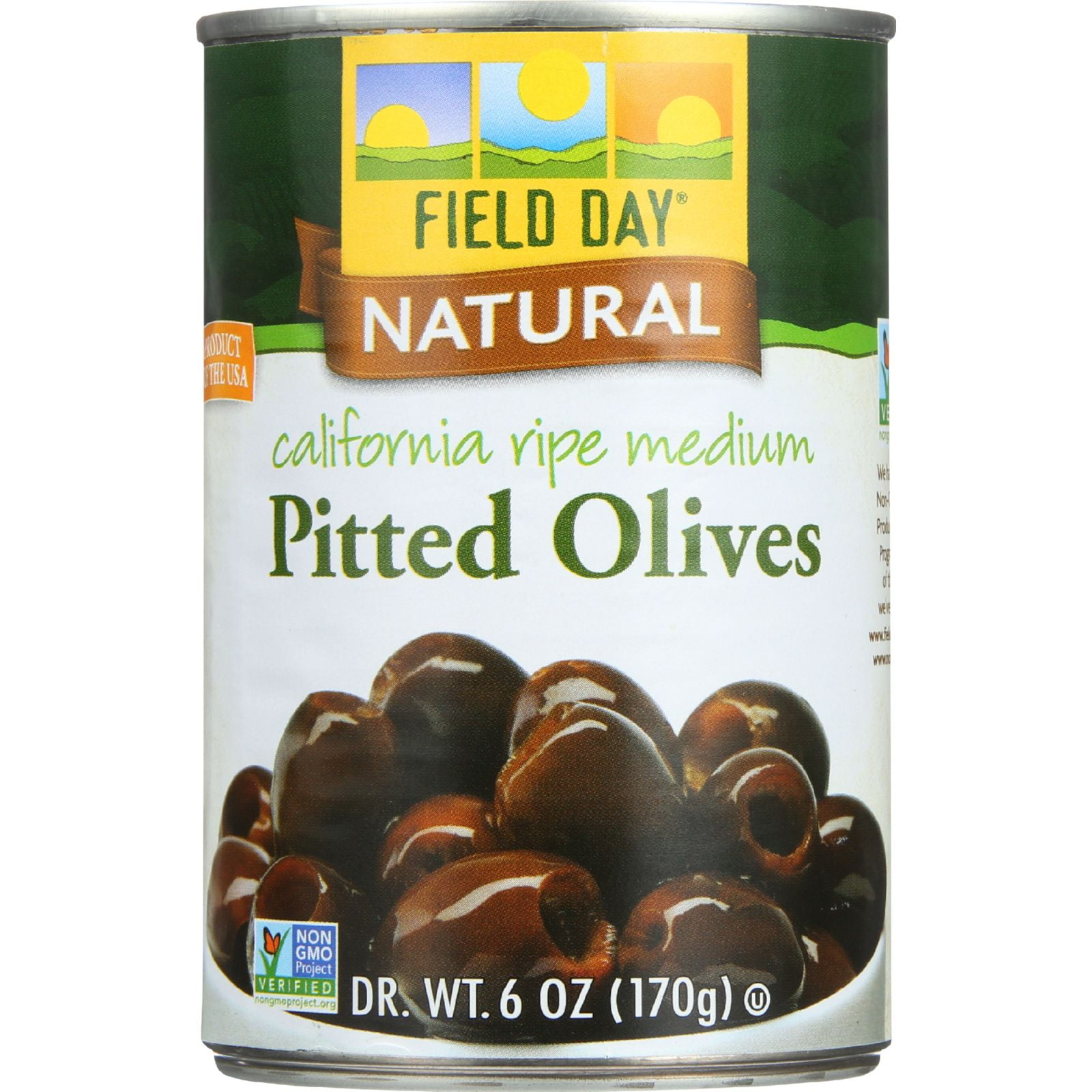 Field Day Green Pitted California Medium Ripe Olives, 6 oz