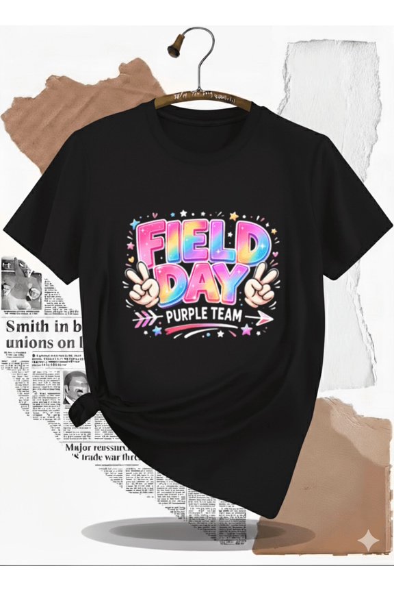 Field Day Purple Team Fun Rainbow Graphic T-Shirt, for men & women, S-5XL