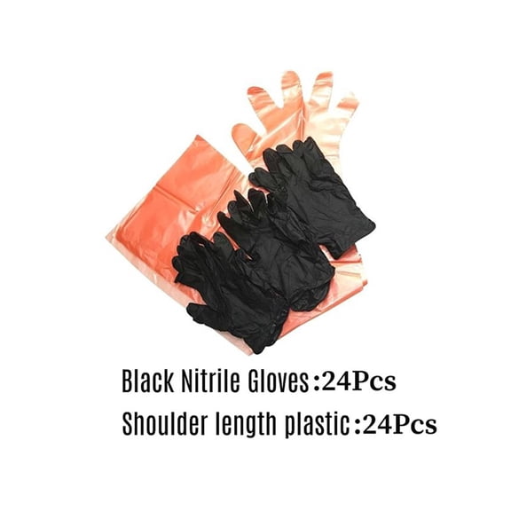 Field Dressing Gloves Set for Cleaning Disposable, 12 Set Field Games Processing Gloves Tool Kit, Full-Shoulder-Length & Wrist-Length Gloves Combo Pack, 12 Pairs