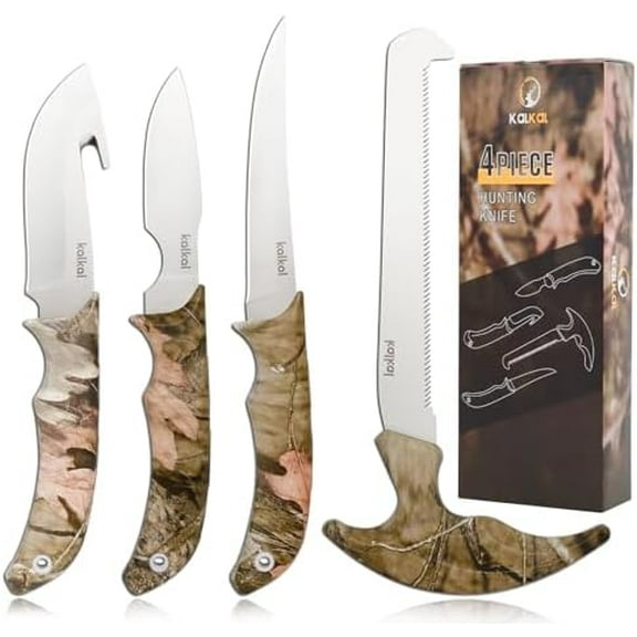 Field Dressing Kit Hunting Knife Set, Portable Butcher Game Processing Set with Gut-Hook Skinning Knife, Caping & Boning Knives, for Hunting, Survival, Fishing, Camping, Hunting Gifts for Men$$