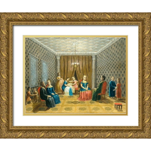 Field, Erastus Salisbury 24x19 Gold Ornate Wood Framed with Double Matting Museum Art Print Titled - Egyptian Scene (possibly Moses and Zipporah)