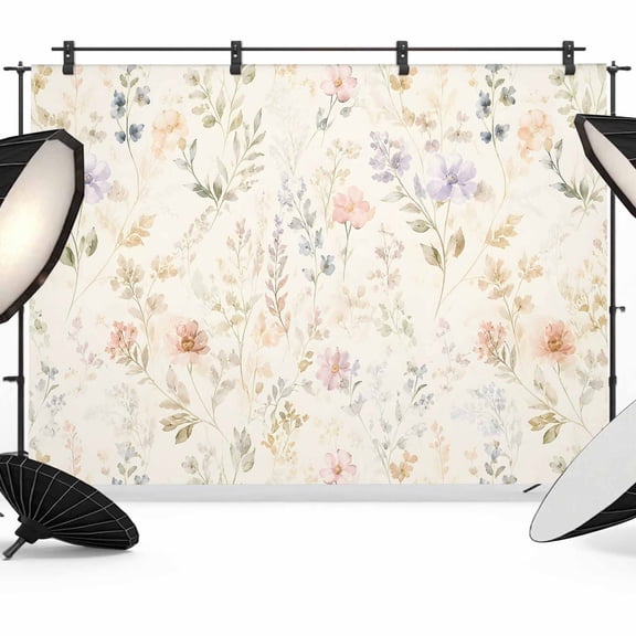 Field Floral Backdrops for Photography, Spring Delicate Wildflower Daisy Tiny Buds French Country Fabric Photo Background Sturdy Studio Props for Photo Studio, Video Recording Photoshoot 7x5ft
