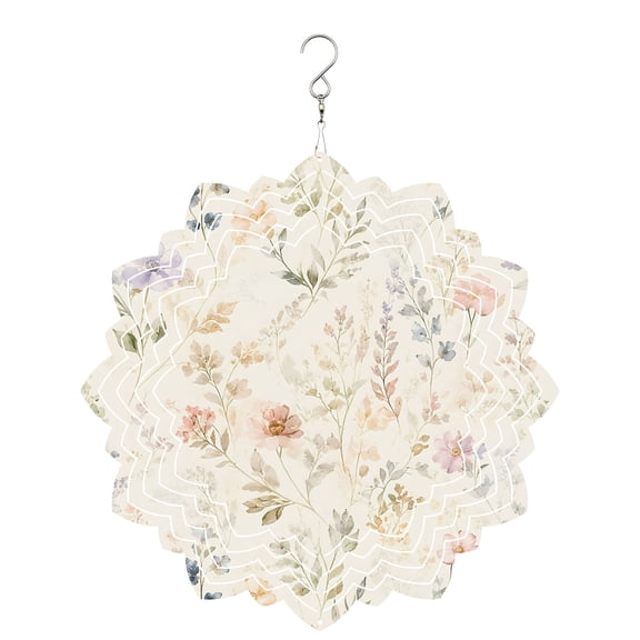 Field Floral Wind Spinner for Garden Yard 8In, Spring Delicate Wildflower Daisy Tiny Buds French Country 3D Stainless Steel Kinetic Hanging Wind Spinners Rustproof Outdoor Decor for Lawn Patio Home