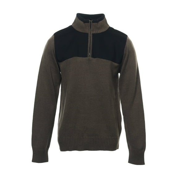 Field Gear Mens Knit Cotton Blend 1/2 Half Zip Sweater (Medium, Bark)